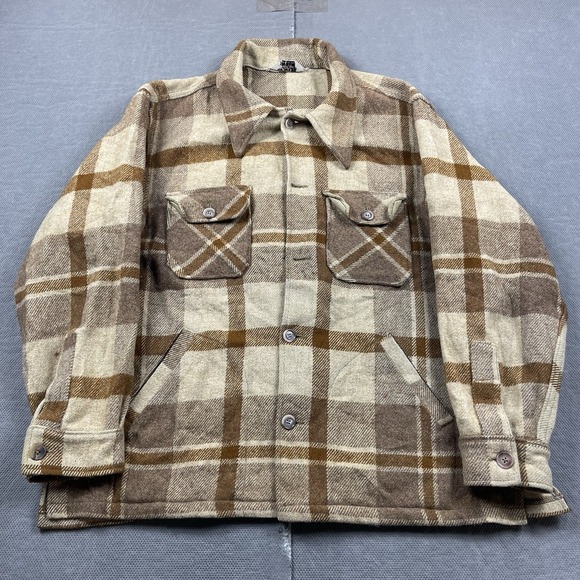 Vintage Woolrich Shirt Mens 2XL Mackinaw Shacket Wool Jacket Button Up 70s See - Picture 1 of 11